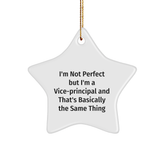 Funny Vice-principal Gifts I'm Not Perfect But I'm A Vice-principal And That's Basically The Same Thing Christmas Star Ornament from Friends - Image 1